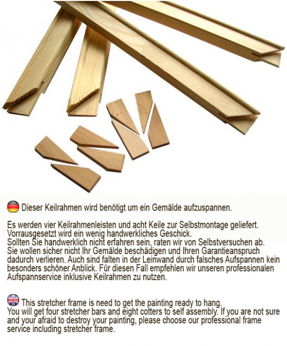 Spannrahmen/Keilrahmen  (Breite/Width: 3,5cm ab 80x110cm 4,5cm -  Tiefe/Depth: 1,8 cm)