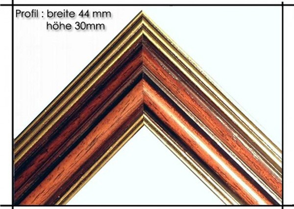 Holzrahmen Prunkrahmen Rustika Gold Braun - Profilbreite 44mm. Der Rahmen wird zur Selbstmontage* geliefert.