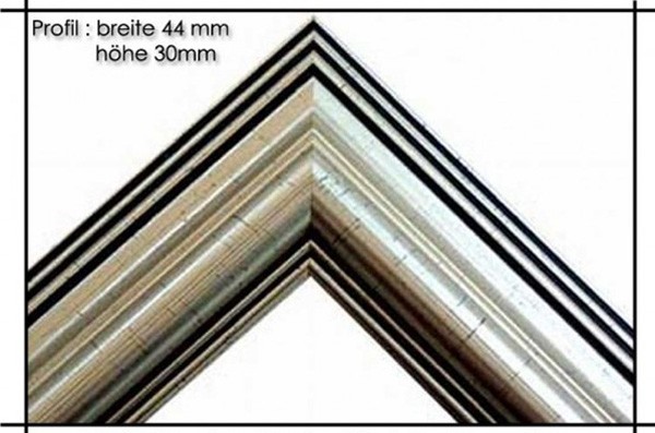 Holzrahmen Prunkrahmen Rustika Silber -Profilbreite 44mm. Der Rahmen wird zur Selbstmontage* geliefert.