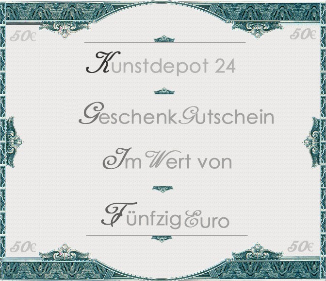Gutschein SILBER KUNSTDEPOT24 im Wert von 50 EURO mit edlem Briefpapier oder per E-mail.