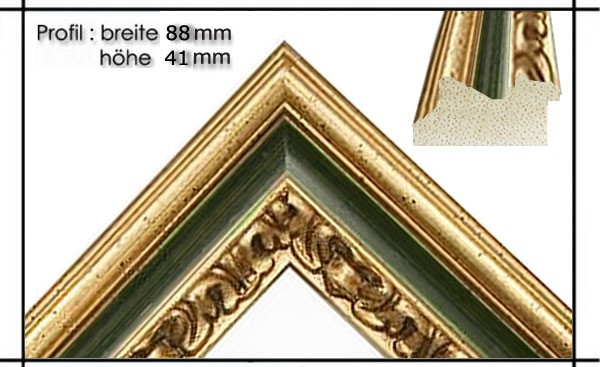 Holzrahmen Prunkrahmen Leonardo Gr�n Gold - Der Rahmen wird zur Selbstmontage* geliefert. 