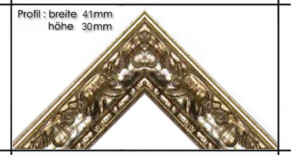 Holzrahmen Prunkrahmen Lotus Silber - Profilbreite 41mm. Der Rahmen wird zur Selbstmontage* geliefert.