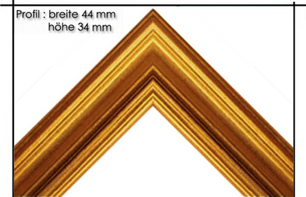 Holzrahmen Prunkrahmen Milano Gold - Profilbreite 44mm. Der Rahmen wird zur Selbstmontage* geliefert.