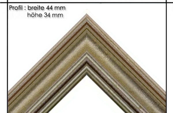 Holzrahmen Prunkrahmen Milano Silber - Profilbreite 44mm. Der Rahmen wird zur Selbstmontage* geliefert.