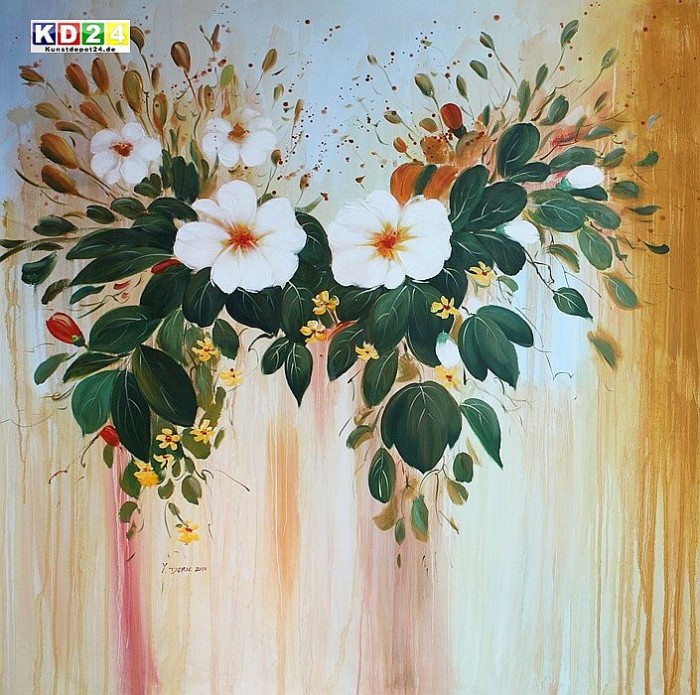 ABSTRAKT DAS BLUMEN GEBINDE 120x120cm m67146 ÖLGEMÄLDE HANDGEMALT