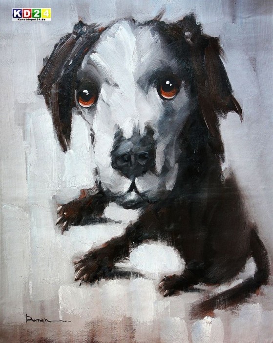 MODERN ART RAUHAARDACKEL HUNDE PORTRAIT x_67190 80x100cm �LGEM�LDE HANDGEMALT