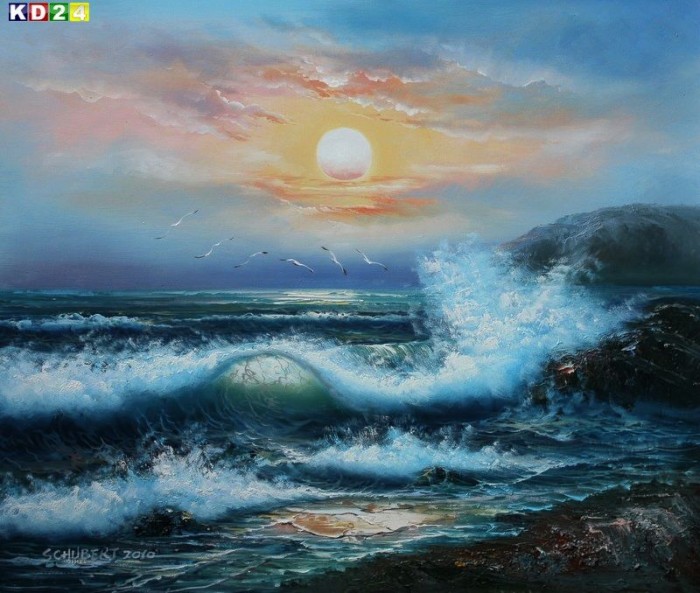 KLIPPEN IN DER BRANDUNG c71611 50x60cm SUPER �LGEM�LDE  HANDGEMALT