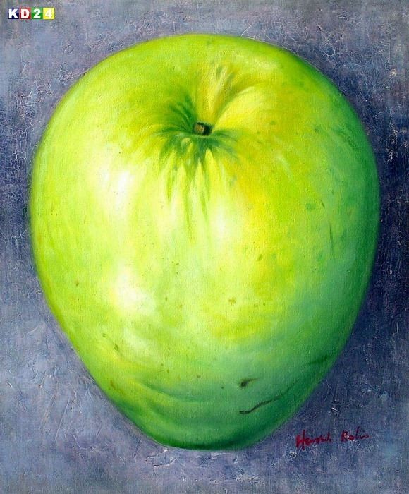 Modern - der gr�ne Apfel c77206 50x60 CM �lgem�lde handgemalt