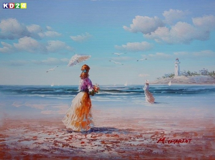 Sylt - Der Strandspaziergang a78708 30x40cm Ölbild handgemalt