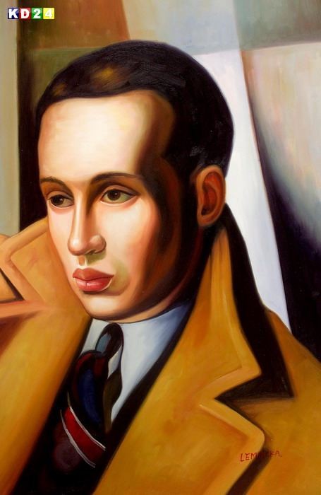 Homage of Tamara de Lempicka - Mann mit dem Kragen d78255 60x90cm exzellentes Ölgemälde