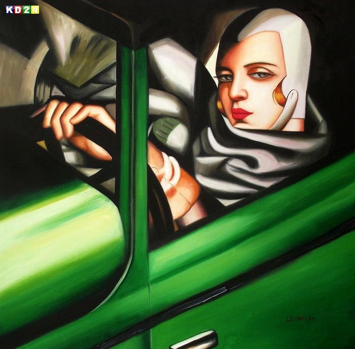 Homage of Tamara de Lempicka Tamara im grünen Bugatti g78295 80x80cm Ölgemälde eBay