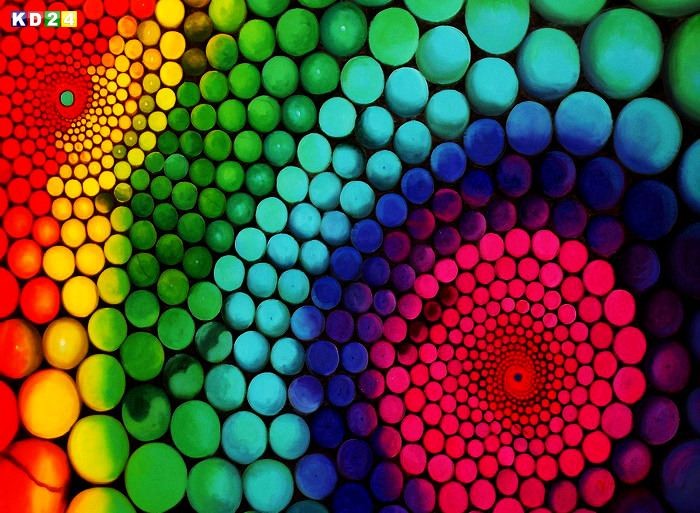 Abstrakt 60´s molekulare Geometrie k79741 90x120cm farbintensives Ölgemälde handgemalt