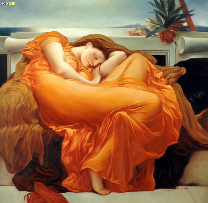 Lord Frederick Leighton - Flaming June g79052 80x80cm Ölgemälde in Museumsqualität