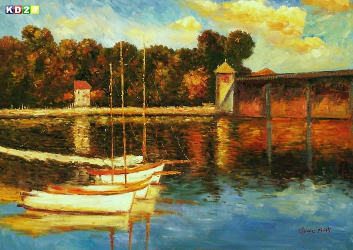 Claude Monet - Brücke bei Argenteuil i78984 80x110cm Ölgemälde handgemalt
