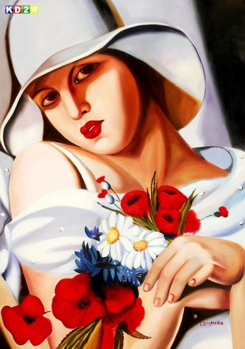 Homage of T. Lempicka - Hochsommer i78987 80x110cm Ölgemälde handgemalt