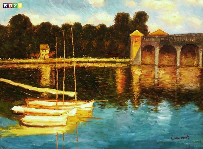 Claude Monet - Brücke bei Argenteuil k79007 90x120cm Ölgemälde handgemalt
