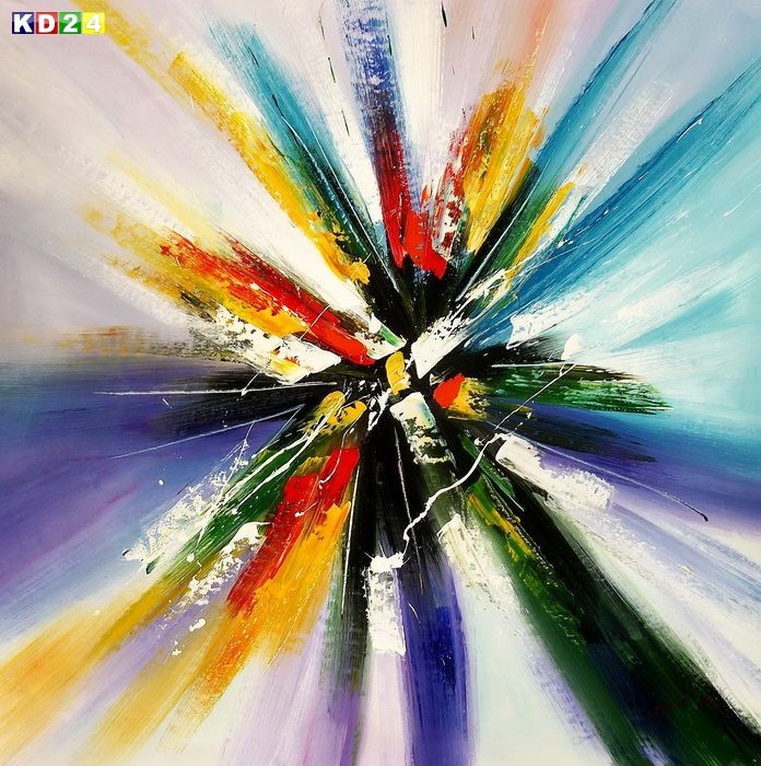 Abstrakt - Strahlen der Natur m79248 120x120cm farbintensives Ölgemälde handgemalt