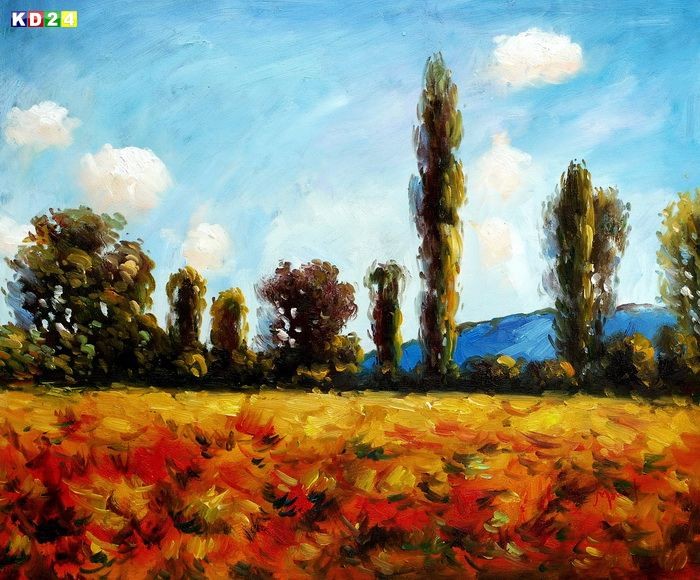 Claude Monet - Das Mohnfeld b79465 40x50cm Impressionismus Ölgemälde