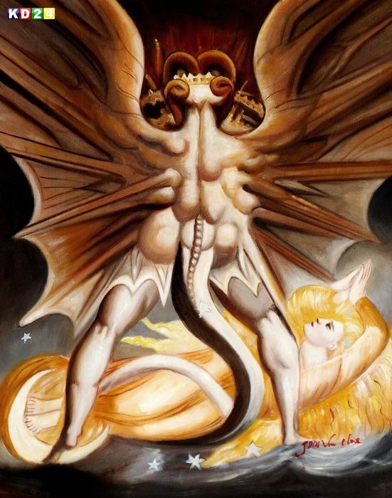 William Blake - Großer roter Drache b79489 40x50cm fantastisches Ölgemälde handgemalt