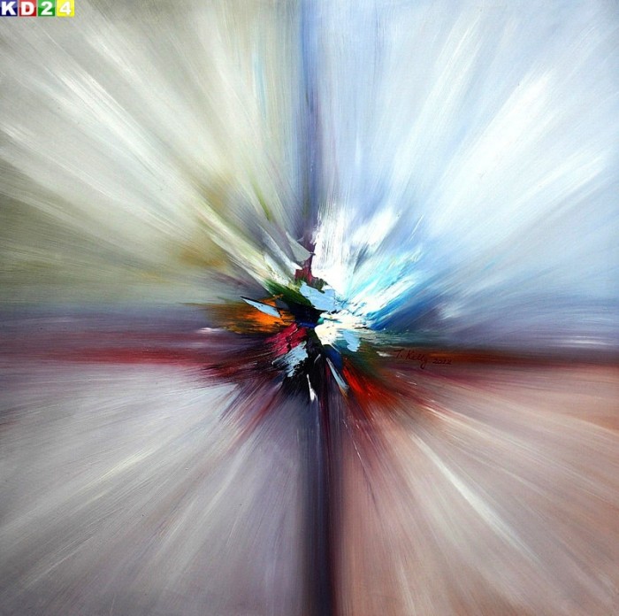 Modern Abstrakt - Strahlen der Natur x80256 100x100cm Ölgemälde handgemalt Zeitgenössisch Ölbild