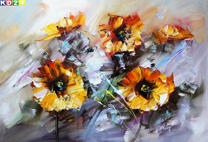 Modern Abstrakt gelben Blumen d80664 60x90cm Top Ölgemälde Modern Art Handgemalt Zeitgenössisch Ölbild