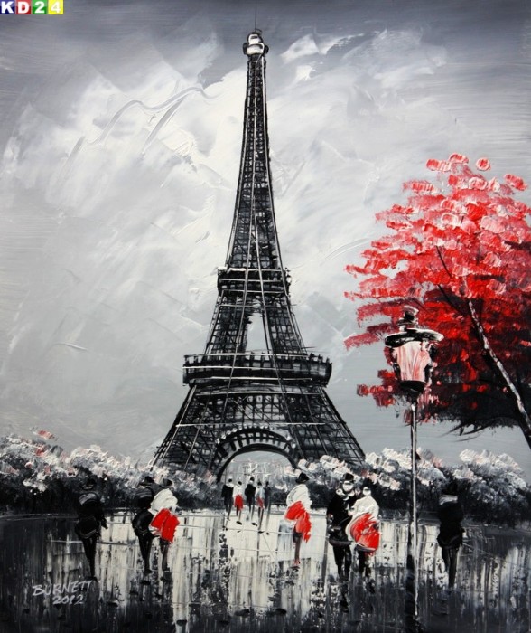 Modern Art Paris Eiffelturm  c80765 50x60cm  Ölgemälde Gemälde Ölbild handgemalt