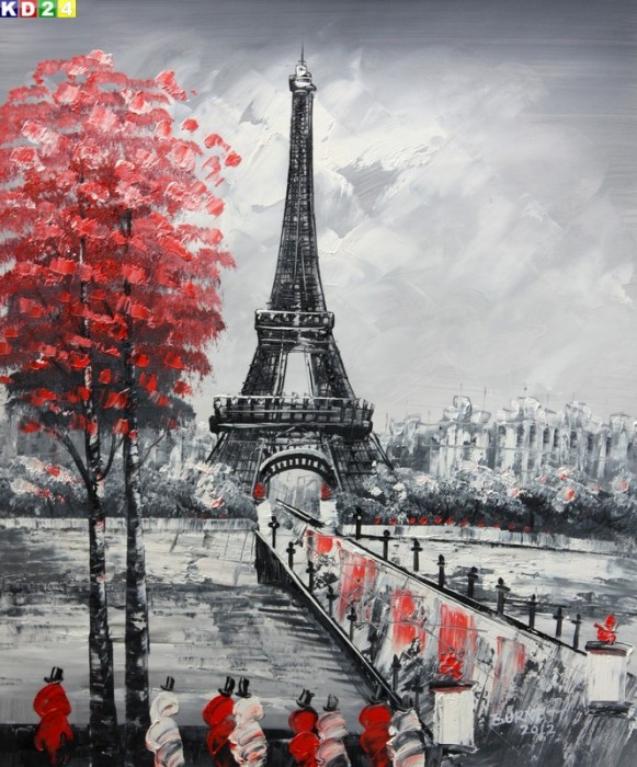 Modern Art Paris Eiffelturm  c80770 50x60cm  Ölgemälde Gemälde Ölbild handgemalt
