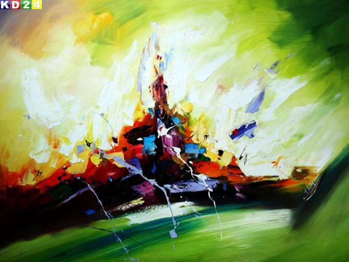 Modern Abstrakt - lights in the mountains k80310 90x120cm Top Ölgemälde Modern Art Handgemalt Zeitgenössisch Ölbild