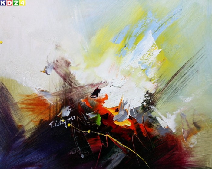 Modern Abstrakt Flamming Horizont b80958 40x50cm Ölgemälde handgemaltes zeitgenössisches Ölbild
