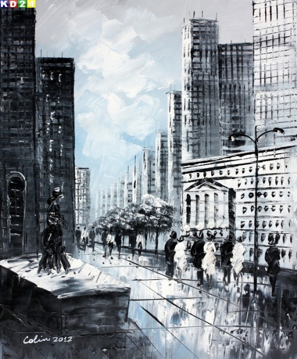Modern Art New Yorker Straßenszene  b80936 40x50cm  Ölgemälde Gemälde Ölbild handgemalt
