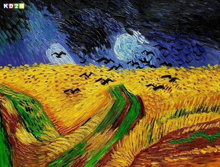 Vincent Van Gogh - Kornfeld mit Krähen a79800 G 30x40cm Ölgemälde handgemalt