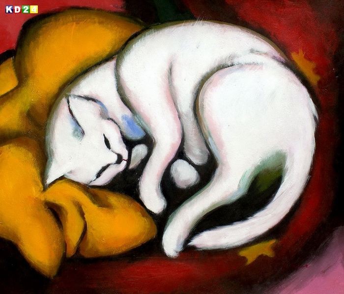 Franz Marc - Weiße Katze c79862 50x60cm handgemaltes Ölgemälde