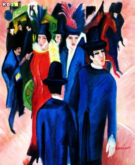 Ernst Ludwig Kirchner - Berliner Straßenszene c79895 50x60cm Expressionismus Ölgemälde