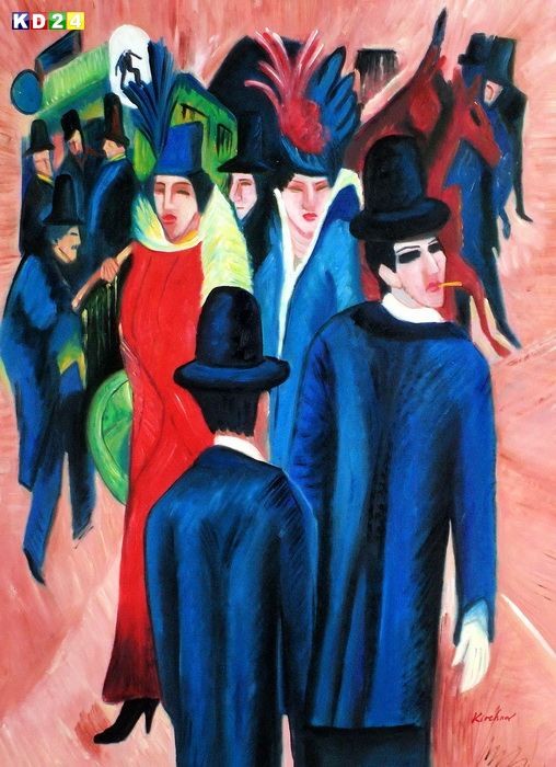 Ernst Ludwig Kirchner - Berliner Straßenszene i79960 80x110cm Expressionismus Ölgemälde