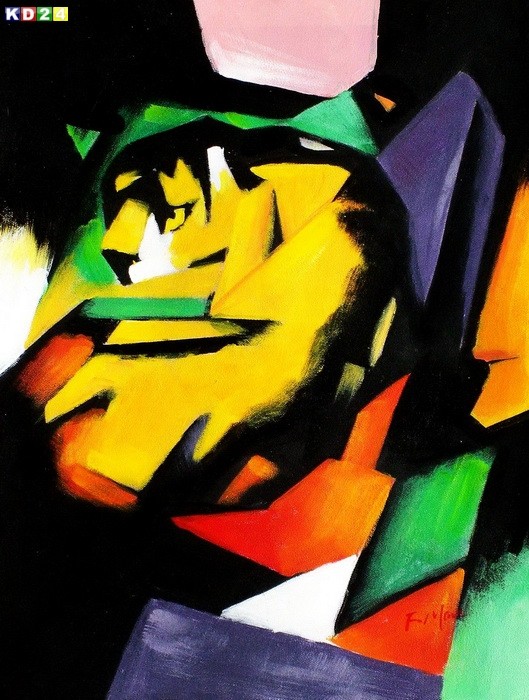 Franz Marc - der Tiger a80033 30x40 cm Ölgemälde handgemalt