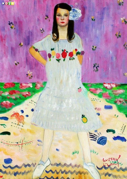 Gustav Klimt - Mäda Primavesi a81150 30x40cm imposantes Ölgemälde handgemalt