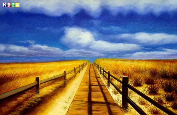 Modern Art - Der Weg zum Strand d81255 60x90cm Ölgemälde handgemalt