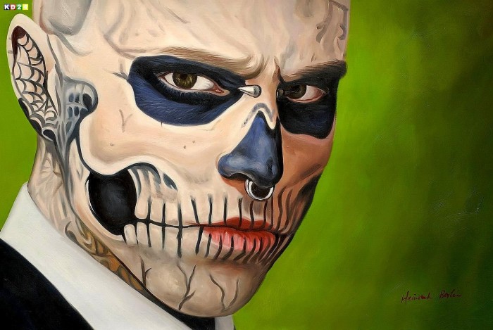 Modern Art - Homage to the zombie man R. Genest d81363 60x90cm Gemälde handgemalt Museumsqualität