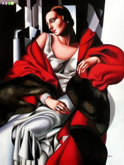Homage of T. de Lempicka - Portrait der Madame Boucard k81309 90x120cm Art Deco Ölgemälde handgemalt