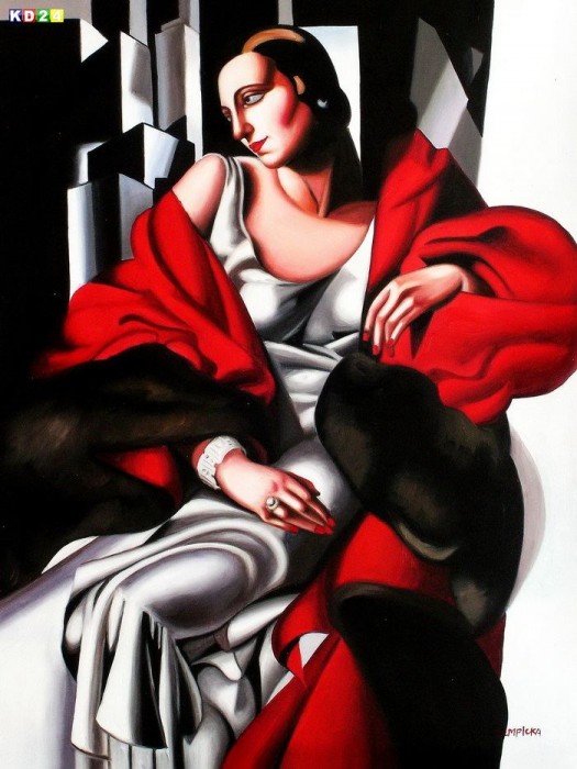 Homage of T. de Lempicka - Portrait der Madame Boucard k81312 90x120cm Art Deco Ölgemälde handgemalt