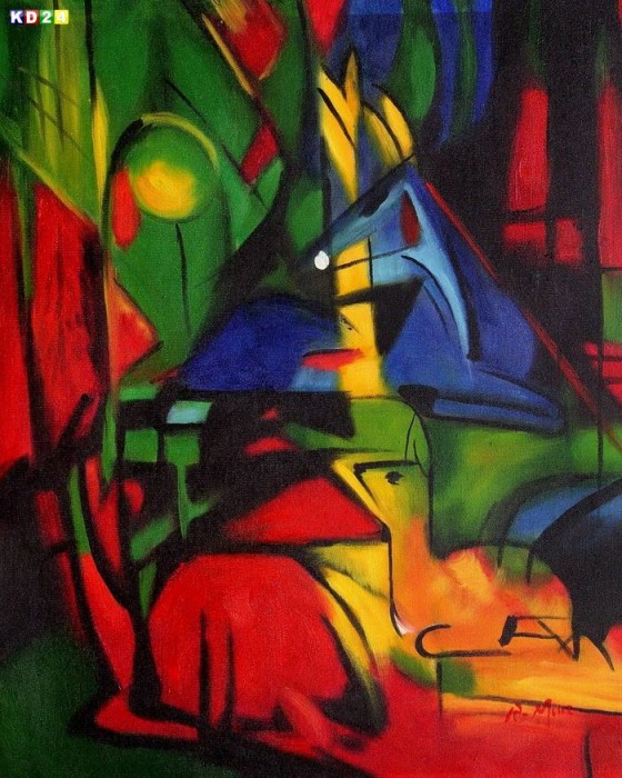 Franz Marc - Rehe im Wald b81468 40x50cm Expressionismus Ölgemälde handgemalt