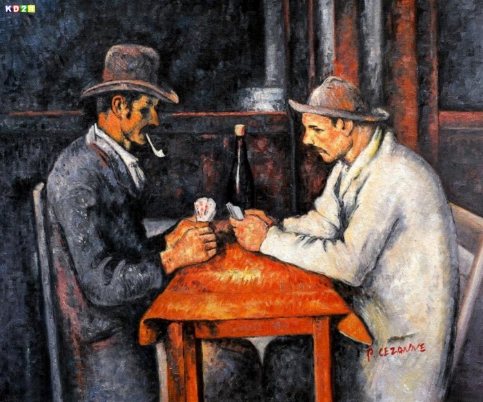 Paul Cezanne - Die Kartenspieler c81718 50x60cm exzellentes Ölgemälde handgemalt Museumsqualität