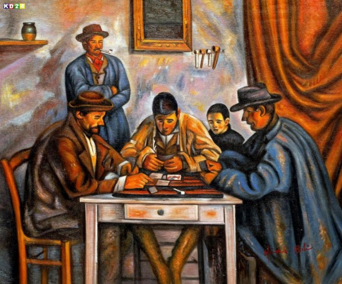 Paul Cezanne - Die Kartenspieler c81719 50x60cm exzellentes Ölgemälde handgemalt Museumsqualität