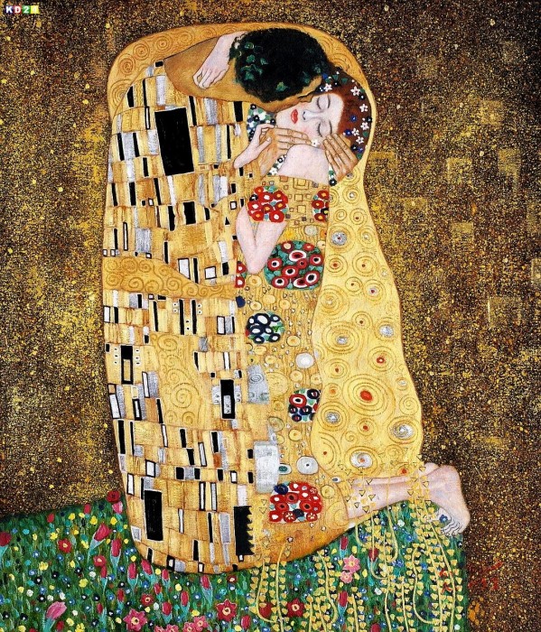 Gustav Klimt - Der Kuss c81721 50x60cm Jugendstil Ölgemälde handgemalt Museumsqualität