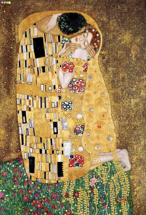 Gustav Klimt - Der Kuss d81733 60x90cm Jugendstil Ölgemälde handgemalt Museumsqualität