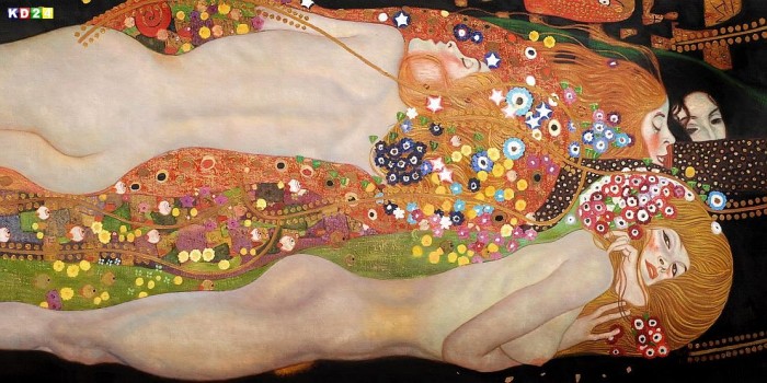 Gustav Klimt - Wasserschlangen f81752 60x120cm imposantes Ölgemälde handgemalt Museumsqualität