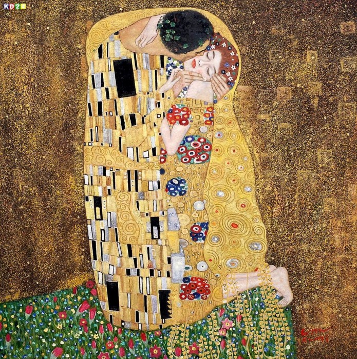 Gustav Klimt - Der Kuss g81737 80x80cm Jugendstil Ölgemälde handgemalt Museumsqualität