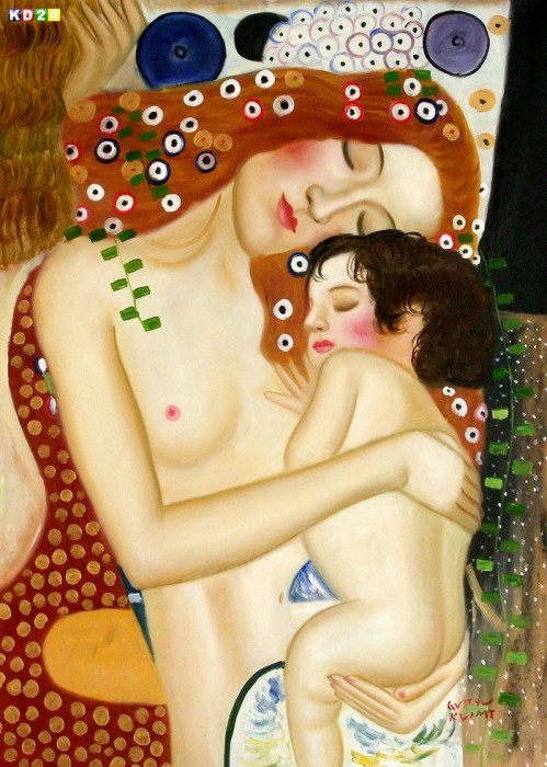 Gustav Klimt - Mutter mit Kind i81610 80x110cm Jugendstil Ölgemälde handgemalt