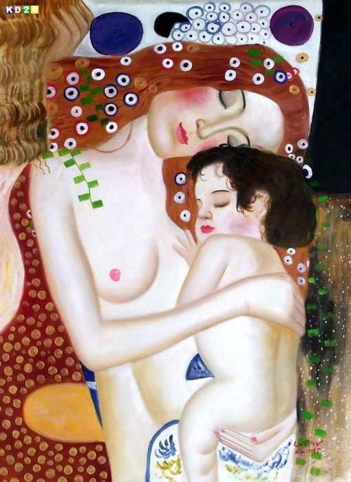 Gustav Klimt - Mutter mit Kind k81620 90x120cm Jugendstil Ölgemälde handgemalt